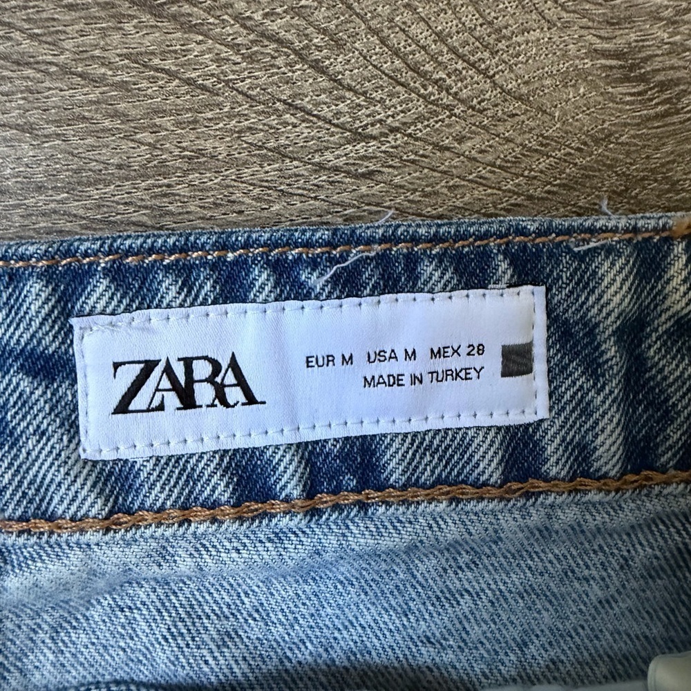 Zara Light Blue Denim Mini Skirt with Side Lace-Up - Picture 3 of 6